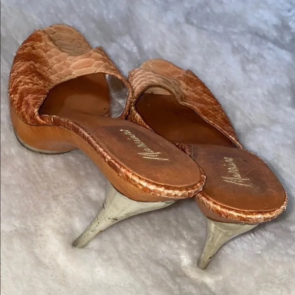 Marciano croc leather open toe stiletto  mules Sz 9.5 - Picture 3 of 16